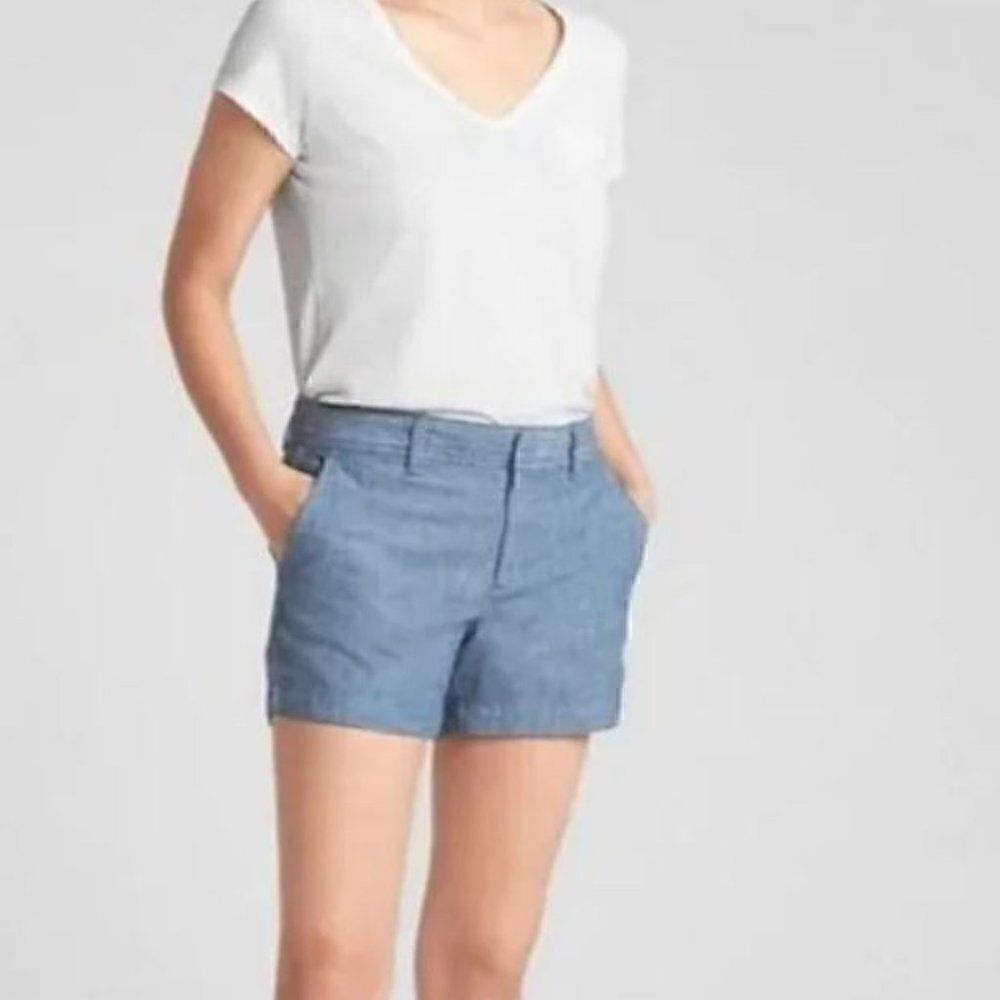 Khakis by Gap Flat Front Chambray City Shorts - Picture 2 of 7